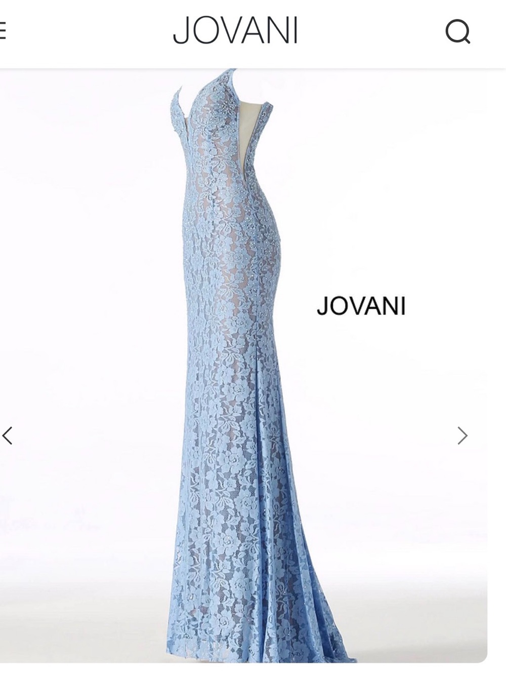 Jovani 48994 Light Blue Lace Sheath Prom Dress